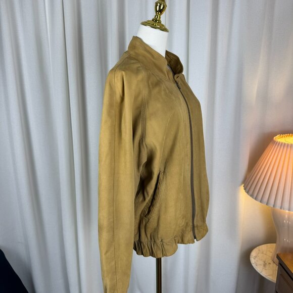 Vintage Leather Bomber Jacket Tan Men's Large - Picture 15 of 16